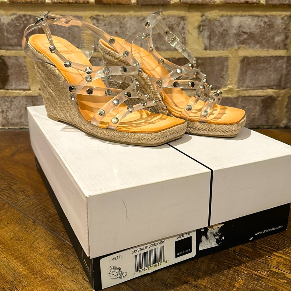 Dolce Vita Metti Crystal Studded Vinyl wedges size 7.5 **Brand New with Box***